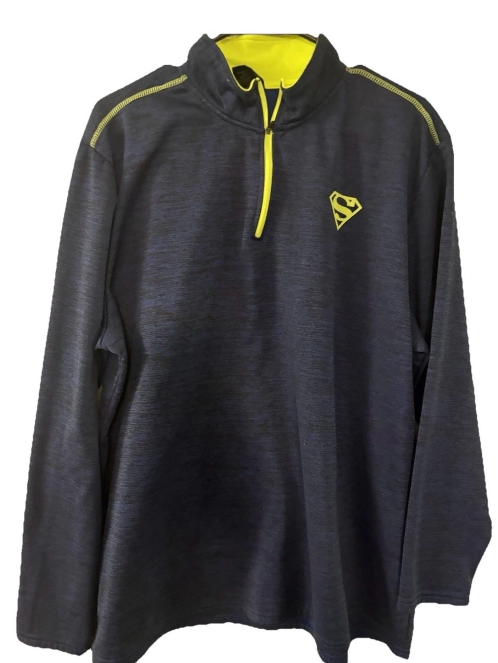 DC Comics Men's Charcoal Performance Quarter-Zip with Yellow Accents